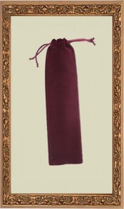 burgundy velveteen bag framed